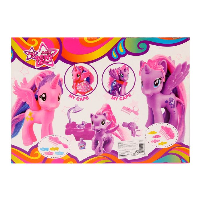 Пони "Дива" с малышкой в ванне, с аксессуарами, МИКС