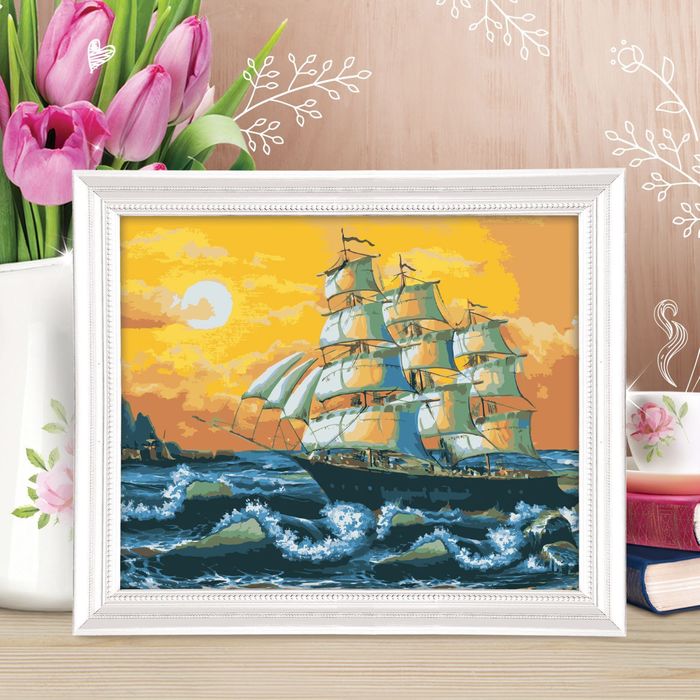 Роспись по номерам без подрамника "Парусник", 40 х 50 см