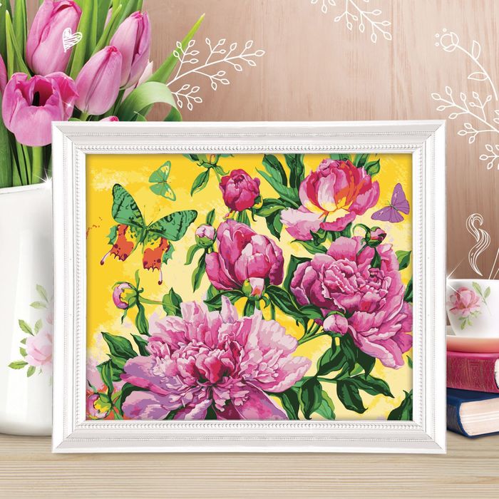 Роспись по номерам без подрамника "Пионы", 40 х 50 см