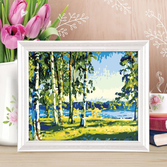 Роспись по номерам без подрамника "Березовая роща", 40 х 50 см