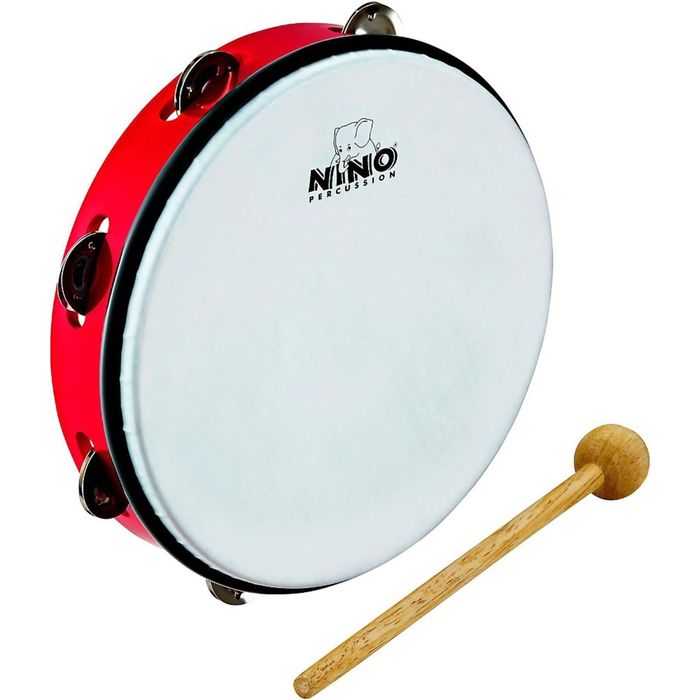 Тамбурин Nino Percussion NINO24R 10", пластик, одни ряд бубенцов