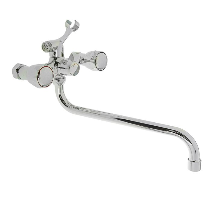 Смеситель для ванны Zollen Wolfsburg WO62420441, двухрычажный, с душевым набором, хром