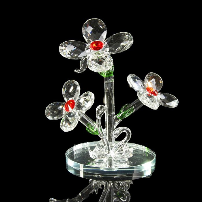 Сувенир стекло "Лебеди под цветочным деревом" 14,3х7х9,7 см