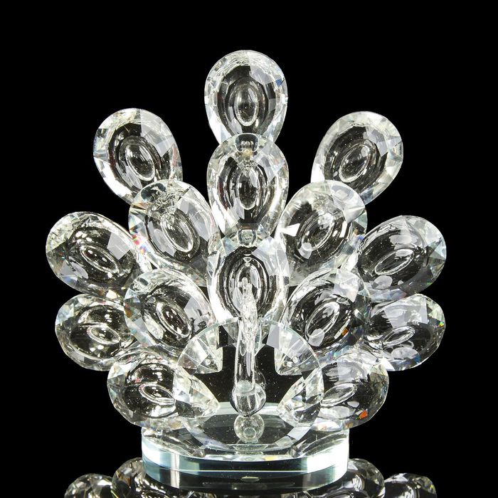 Сувенир стекло "Павлин с распустившимся хвостом" 15х15х7 см