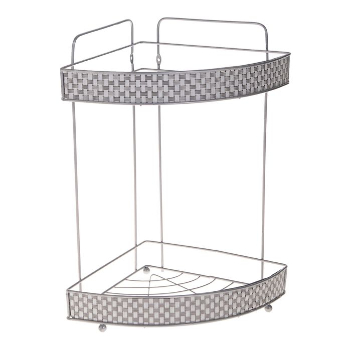 Полка 2х-ярусная угловая "Корзинка", цвет серый