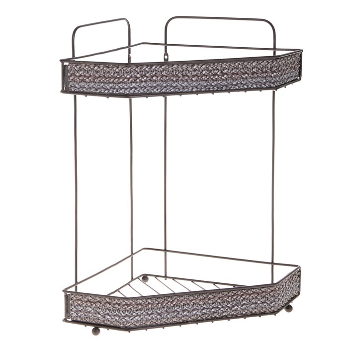 Полка 2х-ярусная угловая "Плетенка", цвет коричневый