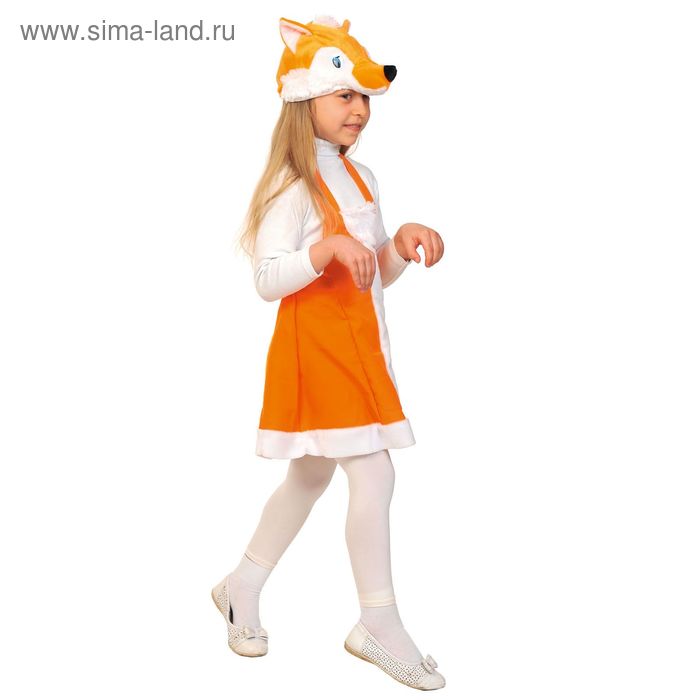 фото Карнавальный костюм "лисичка" шапка,комб-платье, хвост, ткань-плюш рост 92-122 см карнавалофф