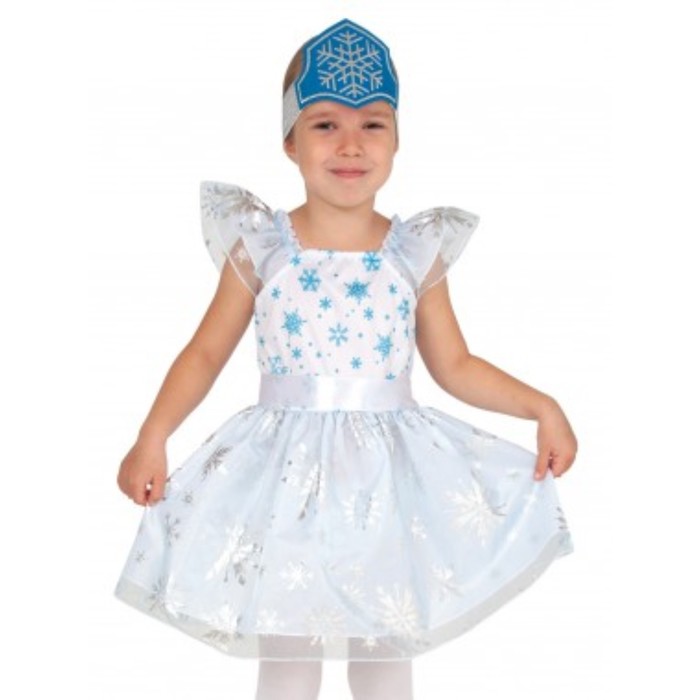 Карнавальный костюм "Снежинка серебряная", текстиль, р-р 32-34, рост 128-134 см