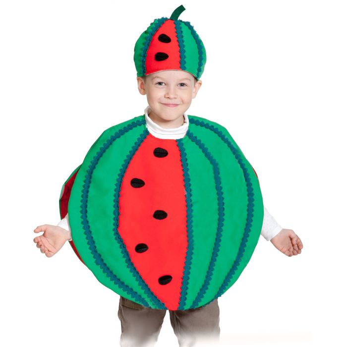 Карнавальный костюм "Арбуз", текстиль, накидка и маска-шапочка, рост 98-128 см