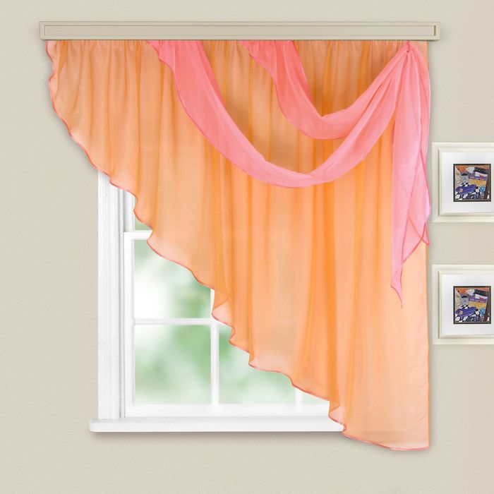 Комплект штор для кухни "Азалия", 285х160 см,45гр/м2, полиэстер 100% персик (правая)