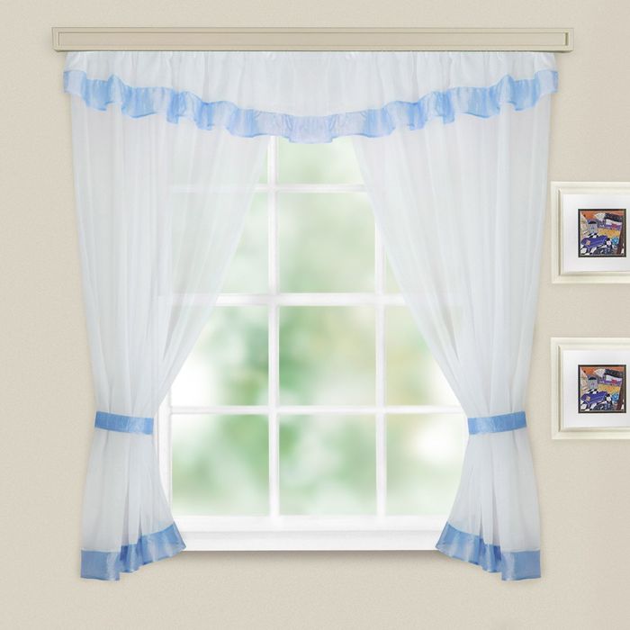 Комплект штор для кухни "Акцент", 280х170 см, 45 гр/м2, полиэстер 100%,голубой