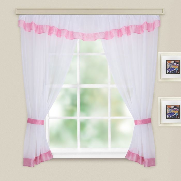 Комплект штор для кухни "Акцент", 280х170 см, 45 гр/м2, полиэстер 100%, розовый