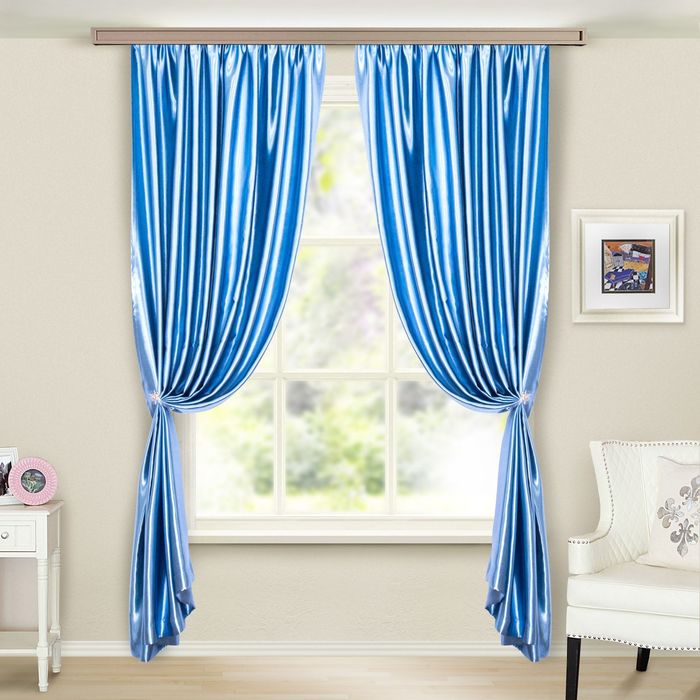 Шторы портьерные "Элегия" блэкаут, 135х260 (2шт), 213 гр/м2, полиэстер 100%,  светло-синий