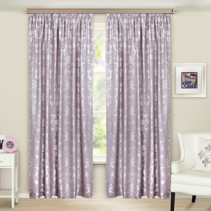 Шторы портьерные  "Орнамент",жаккард, 135х260 (2шт), 190гр/м2, полиэстер 100%., молочный