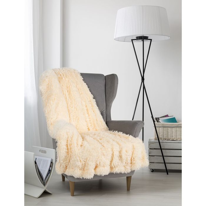 Плед мех "Шиншилла" двухсторонний, 240х220 см, персик