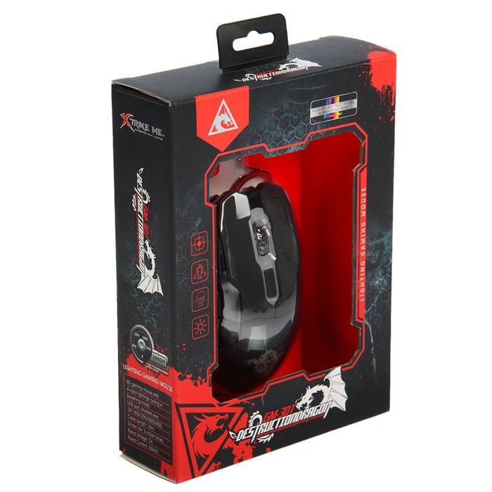 Игровая мышь Xtrike Me GM-301 USB 6-ти кнопочная, 4-цветная подсветка.