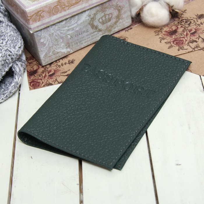 Обложка для паспорта, загран, флотер, цвет зелёный