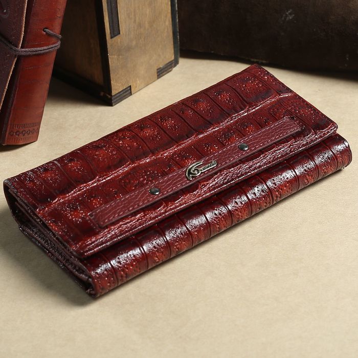 Кошелёк женский, 3 отдела, для монет, для карт, на клапане, цвет коричневый