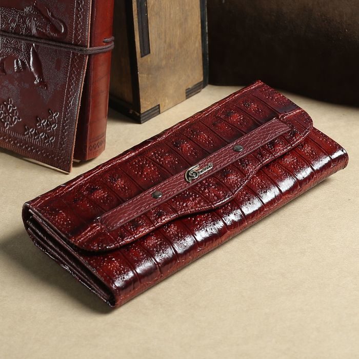 Кошелёк женский, 4 отдела, для монет, вкладыш для карт, наружный карман, цвет коричневый