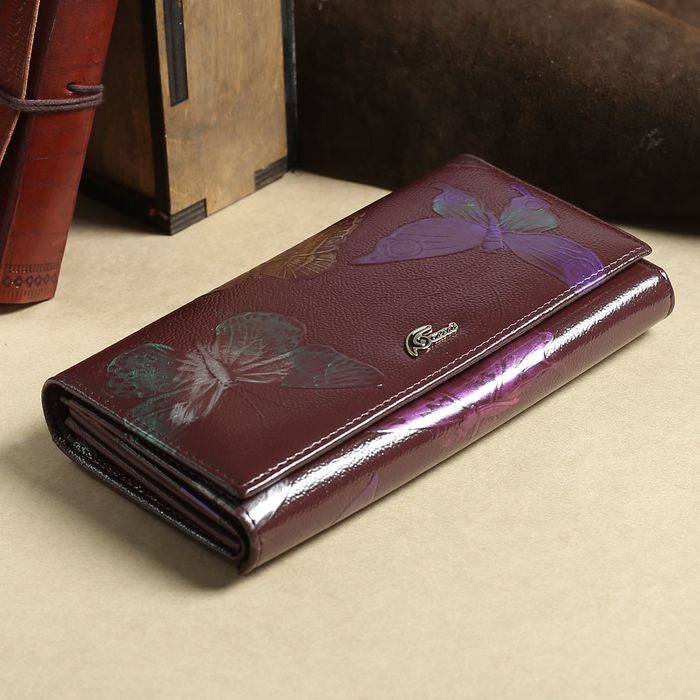 Кошелёк женский, 3 отдела, для монет, для карт, наружный карман, цвет коричневый