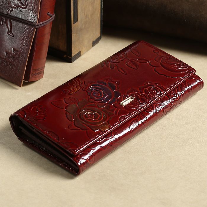 Кошелёк женский, 7 отделов, для карт, для монет, наружный карман, цвет коричневый