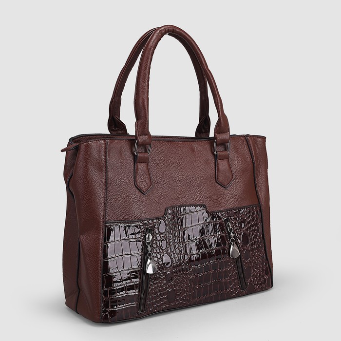 Сумка женская, отдел с перегородкой на молнии, наружный карман, цвет коричневый