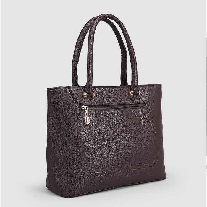 Сумка женская на молнии, отдел с перегородкой, 2 наружных кармана, цвет коричневый