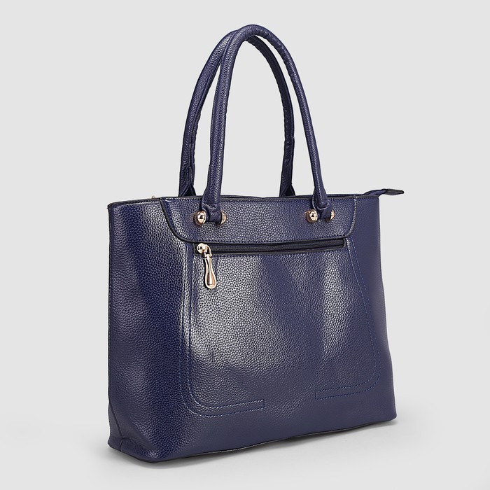 Сумка женская, отдел с перегородкой на молнии, 2 наружных кармана, цвет синий