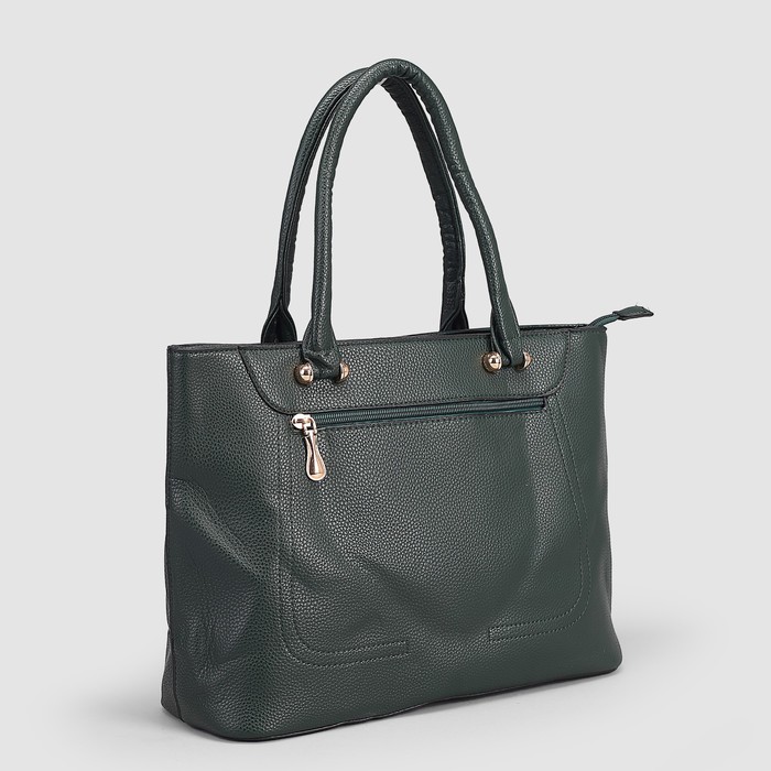 Сумка женская, отдел с перегородкой на молнии, 2 наружных кармана, цвет зелёный