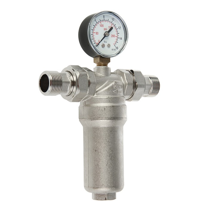 Фильтр ProFactor, промывной, с манометром, для горячей воды, 3/4"
