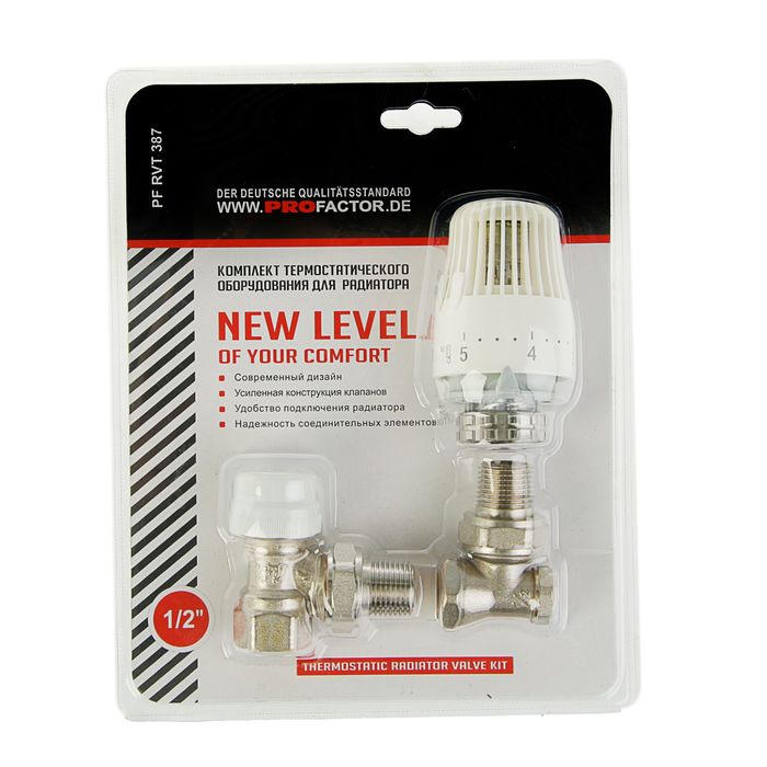 Комплект термостатический ProFactor, для радиатора, угловой, 1/2"