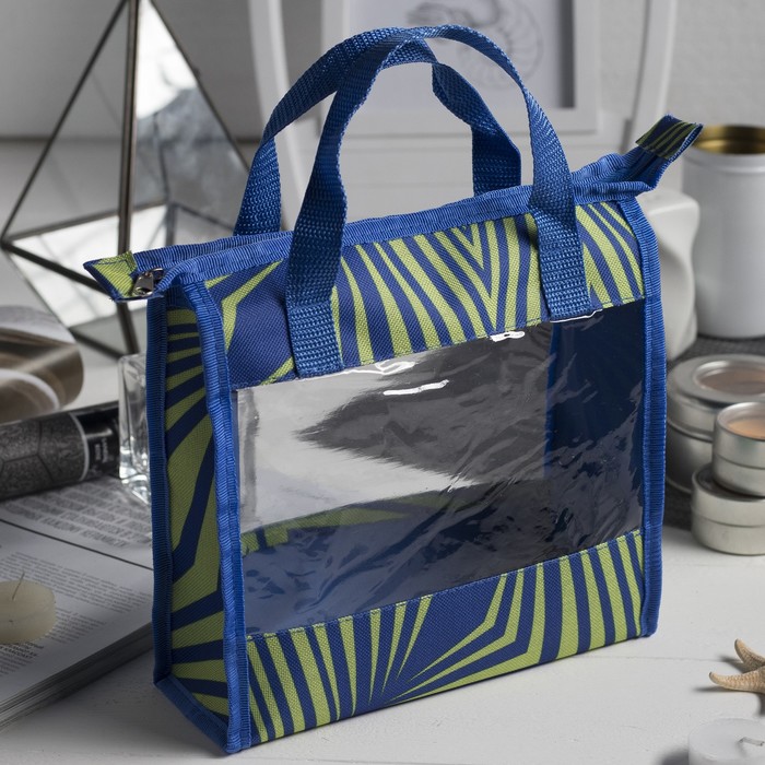 Косметичка банная "Фитнес", 1 отдел на молнии, цвет салатовый/синий