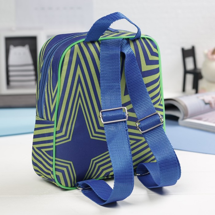 Рюкзак детский "Граффити" на молнии, 1 отдел, наружный карман, цвет синий/салатовый