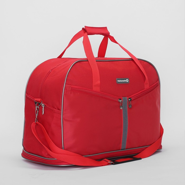 Сумка дорожная, отдел на молнии, 4 наружных кармана, длинный ремень, цвет красный