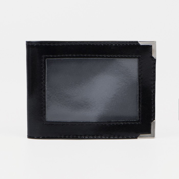 Обложка для удостоверения, с окошком, цвет чёрный