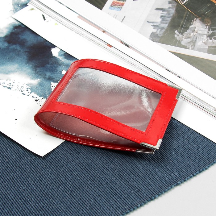 Обложка для удостоверения, с окошком, цвет красный