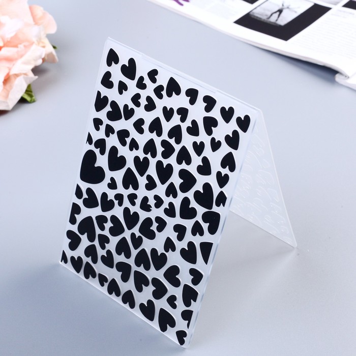 Трафарет для эмбосирования пластик "Сердца" 29,5х10,5 см