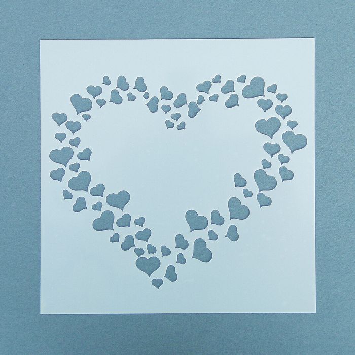 Трафарет пластик "Сердце из сердечек" 13х13 см