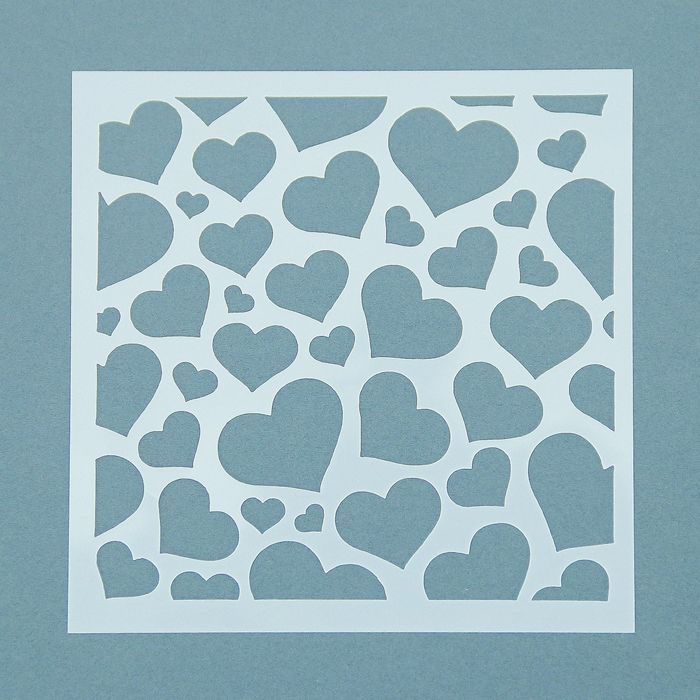 Трафарет фоновый пластик "Сердечки" 13х13 см