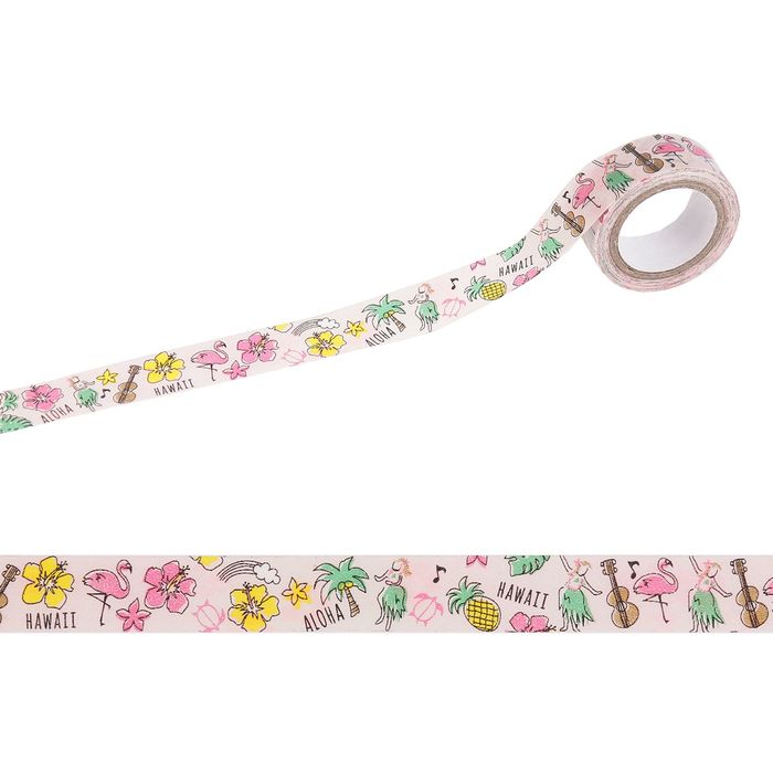 Клейкая лента декоративная бумажная "Гавайи" ширина 1,5 см, длина 5 м
