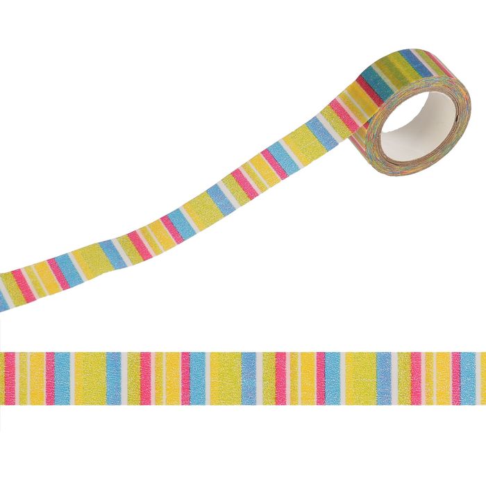 Клейкая лента декоративная бумажная "Радужные полосы" ширина 1,5 см, длина 5 м