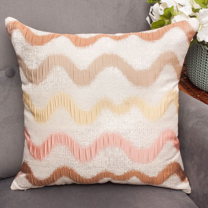 Наволочка декоративная "Этель" Волны бежевый 42*42 см