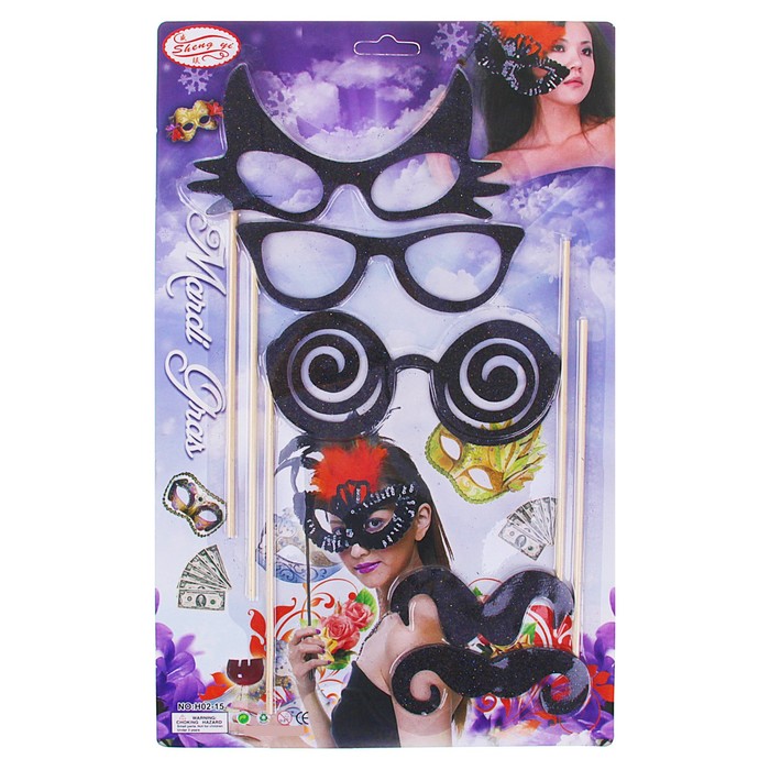 Аксессуары для фотосессии "Усы, маски" на палочке