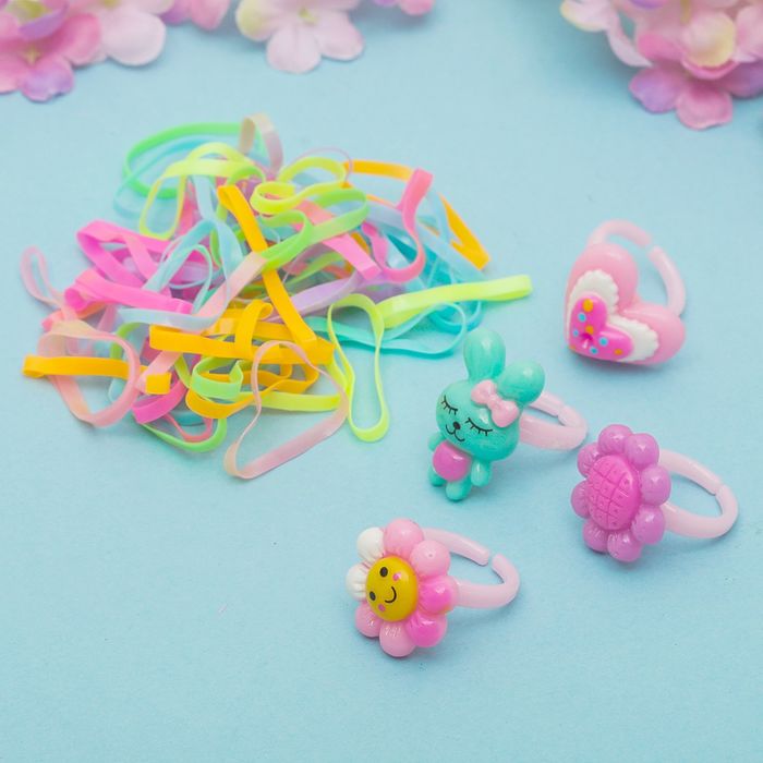 Набор детский "Выбражулька" кольца, афрорезинки, цвет МИКС