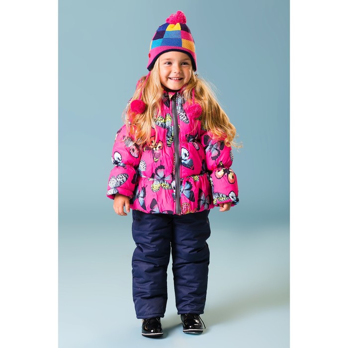 Комплект утеплённый для девочки "Клеточка" (шапка, шарф), р-р 50, цвет розовый