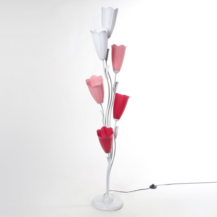 Светильник напольный 956/6 "Нарцисс" E27 6х15Вт красн./бел./роз.27х27х150 см