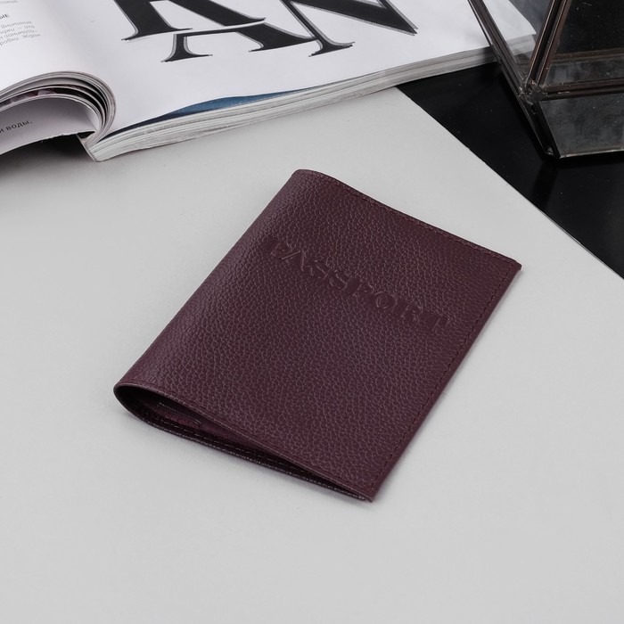 Обложка для паспорта загран, цвет бордовый