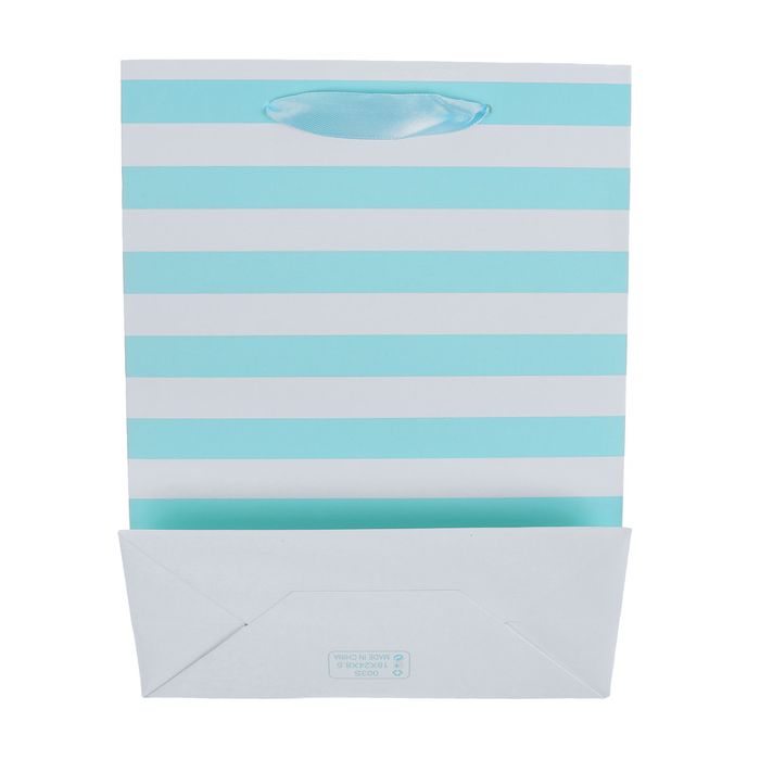 Пакет "Голубые полоски", люкс, 26 х 10 х 32 см