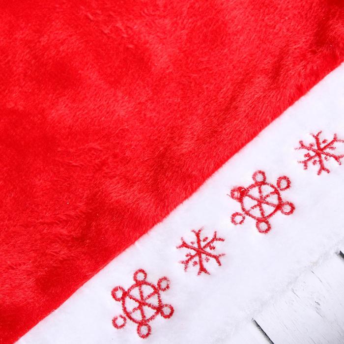 Колпак новогодний "Снежинки" красный 28*38 см