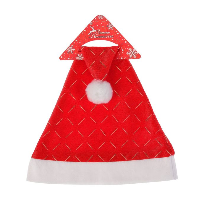 Колпак новогодний "Золотые штрихи" красный 28*40 см